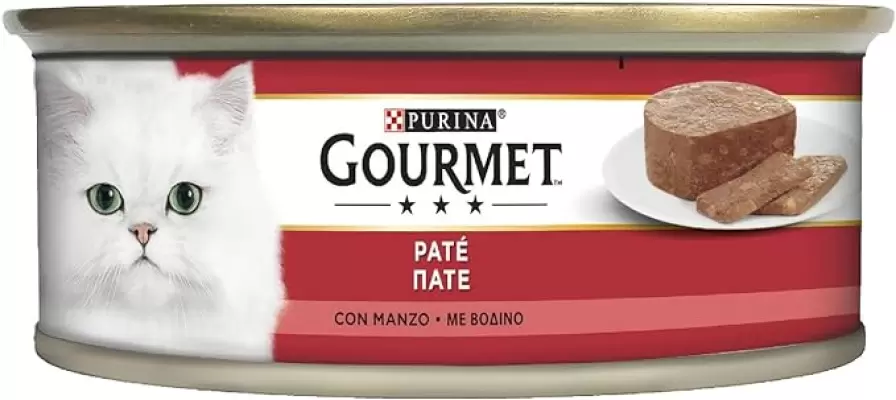 Gourmet Hrana Pisici Rosu Paté cu Carne de Vita, 24 conserve de 195 g Bax 24 buc.